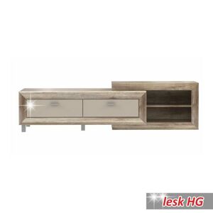 TV asztal/szekrény, tölgy antik / bézs fényes HG, GATIK 131
