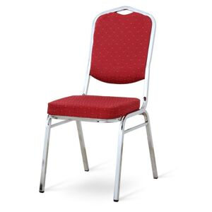 Egymásra rakható szék, piros szövet/króm keret, LEJLA