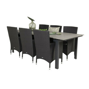 Asztal és szék garnitúra Dallas 3030 (Fekete + Szürke)