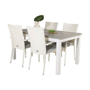 Asztal és szék garnitúra Dallas 2257 (Fehér + Szürke)
