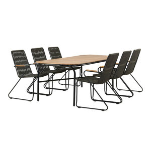Asztal és szék garnitúra Dallas 3524 (Sötétszürke + Fekete)