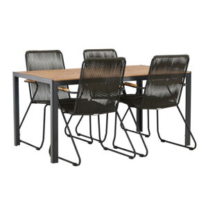Asztal és szék garnitúra Dallas 3614 (Sötétszürke + Fekete)
