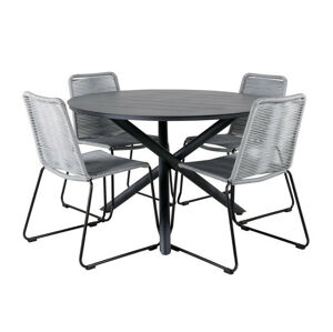 Asztal és szék garnitúra Dallas 3728 (Szürke + Fekete)