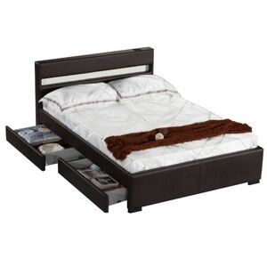 Modern ágy,  bluetooth hangszóróval a RGB LED lámpával, fekete, 180x200, FABALA