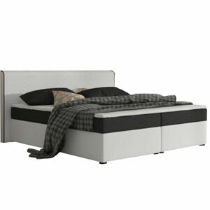 Kényelmes ágy, fekete szövet/fehér textilbőr, 180x200, NOVARA KOMFORT