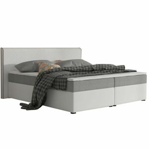 Kényelmes ágy, szürke szövet/fehér textilbőr, 180x200, NOVARA KOMFORT