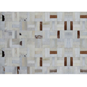 Luxus bőrszőnyeg, fehér/szürke/barna , patchwork, 70x140, bőr TIP 1