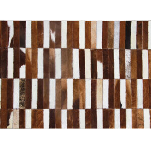Luxus bőrszőnyeg, barna /fehér, patchwork, 120x180, bőr TIP 5