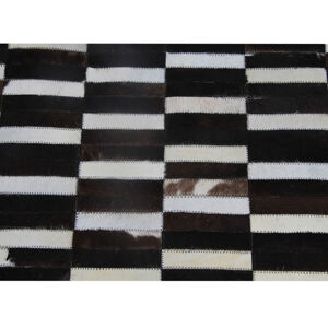 Luxus bőrszőnyeg, barna /fekete/fehér, patchwork, 141x200, bőr TIP 6