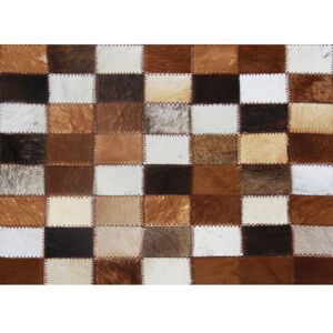 Luxus bőrszőnyeg, barna /fekete/fehér, patchwork, 144x200, bőr TIP 3