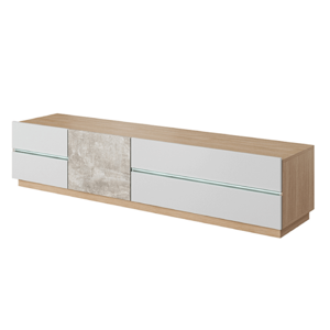 RTV asztal, beton/tölgy borostyán/fehér LAGUNA 180