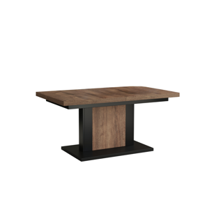 Kihúzható étkező/dohányzóasztal, barna tölgy/fekete, 120-180x70 cm, OLION