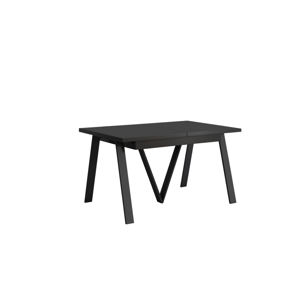 Kihúzható étkezőasztal, matt fekete/fekete, 140-290x90 cm, AVENY