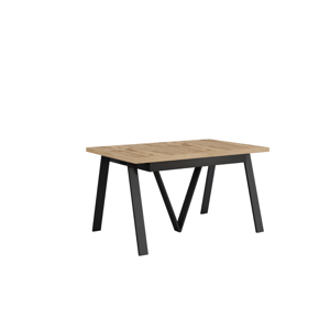 Kihúzható étkezőasztal, wotan tölgy/fekete, 140-290x90 cm, AVENY