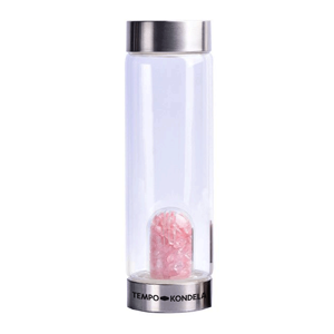 Üveg rózsaszín kristályokkal, 500 ml, CRYSTAL