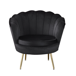 Fotel Art-deco stílusban, fekete Velvet anyag/gold chróm-arany, NOBLIN