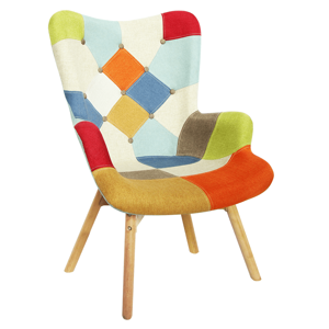 Dizájnos fotel, színes patchwork, KAPRUN