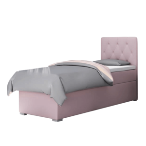 Boxspring ágy, egyszemélyes, fáradt rózsaszín, 90x200, jobbos, ESHLY