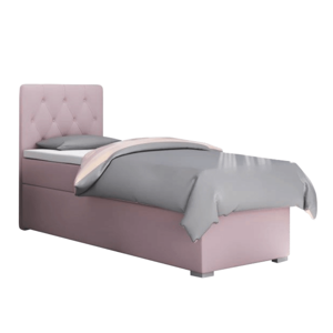 Boxspring ágy, egyszemélyes, fáradt rózsaszín, 90x200, balos, ESHLY