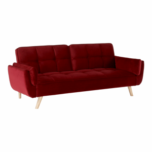 Széthúzhatós kanapé, bordó/tölgy, FILEMA