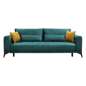 Szétnyitható kanapé, smaragd/mustárszín, GRACE BIG SOFA
