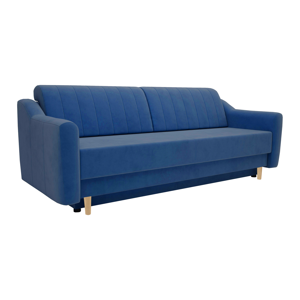 Kihúzható kanapé, kék szövet/természetes, INFINO