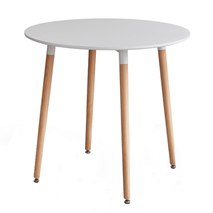 Étkezőasztal, fehér/bükk, átmérő 80 cm, ELCAN NEW