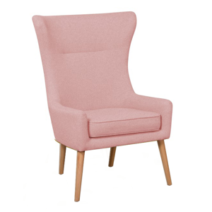 Füles fotel, rózsaszín/bükkfa, FADOR