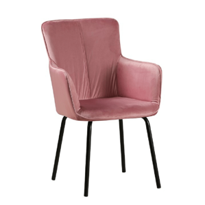 Dizájnos fotel, rózsaszín bársony/fekete, VETAR