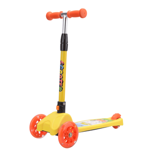 Gyerek roller, LED kerekek, alumínium/műanyag, sárga/narancssárga, LAOMA