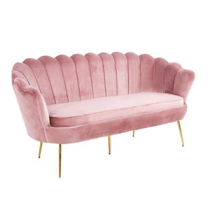 Luxus heverő, 3-as ülés, rózsaszín Velvet szövet/króm arany, Art-deco stílus, NOBLIN NEW