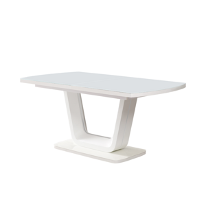 Kihúzható étkezőasztal, fényes fehér, 160-200x90 cm, OLAV