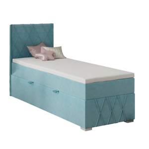 Boxspring ágy, egyszemélyes, kék, 80x200, balos, PAXTON