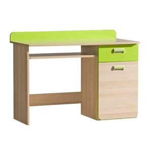 PC asztal, kőrisfa/zöld, EGO L10