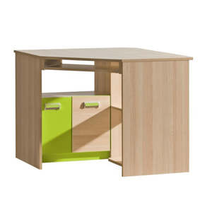 Sarok PC asztal, kőrisfa/zöld, EGO L11