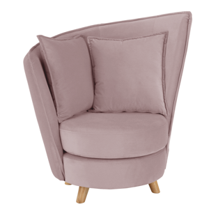 Fotel Art Deco stílusban, rózsaszín Velvet anyag/tölgy, ROUND