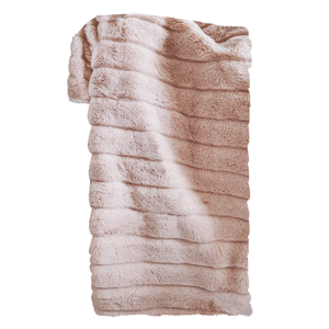 Plüss csíkos takaró, világos rózsaszín, 150x200 cm, SERGI