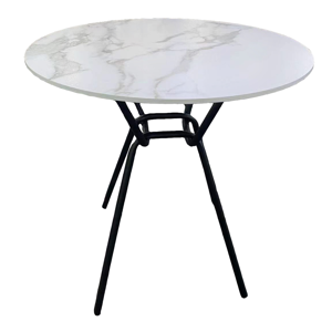 Étkezőasztal, fehér/fekete, átmérő 80 cm, TEON