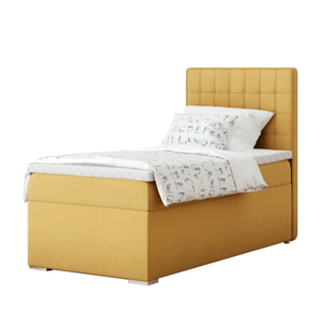 Boxspring ágy, egyszemélyes, mustár színű, 90x200, jobbos, TERY