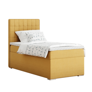 Boxspring ágy, egyszemélyes, mustár színű, 90x200, balos, TERY