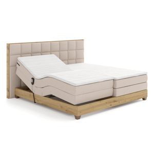 Elektromos állítható ágy, boxspring, bézs/artisan tölgy, 180x200, TIANA