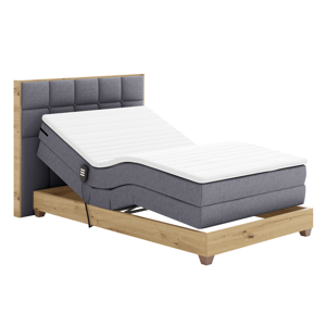 Elektromos állítható ágy, boxspring, sötétszürke/artisan tölgy, 120x200, TIANA