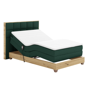 Elektromos állítható ágy, boxspring, zöld/artisan tölgy, 120x200, TIANA