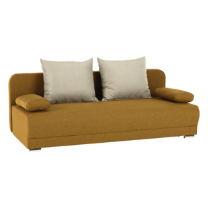 Széthúzhatós kanapé, mustár/bézs, ZACA